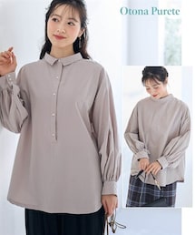 SMILE LAND | ＜大きいサイズ＞綿１００％２WAYチビ衿ブラウス【Otona Purete】(シャツ/ブラウス)