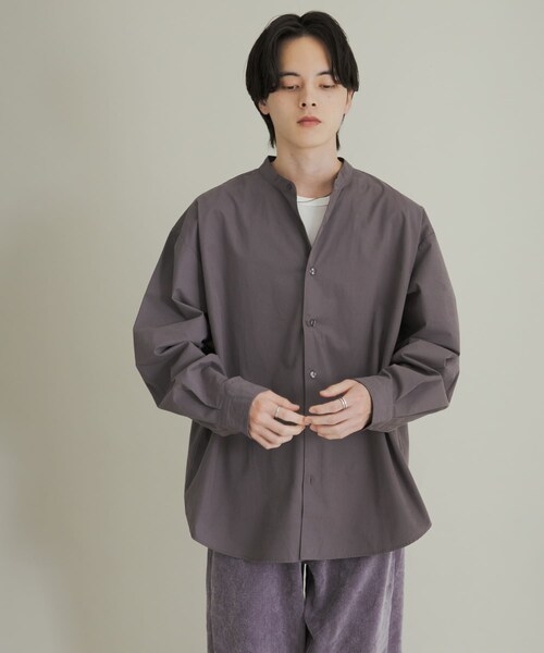 SENSE OF PLACE by URBAN RESEARCH（センスオブプレイスバイアーバンリサーチ）の「ピーチブロードバンドカラーロングスリーブシャツ（シャツ/ブラウス・メンズ・L.GRAY/CHARCOAL/L.BLUE・M/L）」の19枚目の写真