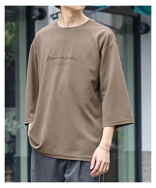 nissen（ニッセン）の「オーバーサイズロゴプリント7分袖Tシャツ【大きいサイズ有】（Tシャツ/カットソー・メンズ・オフホワイト/モカ/ダークオレンジ/ダークブルー/黒・M/L/LL/3L/4L/5L/6L/8L/10L）」の22枚目の写真