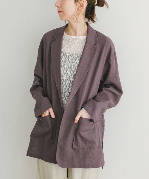 ITEMS URBANRESEARCH（アイテムズ アーバンリサーチ）の「リネンレーヨンジャケット（テーラードジャケット・レディース・BLK/L.BEG/C.BRN・FREE）」の2枚目の写真