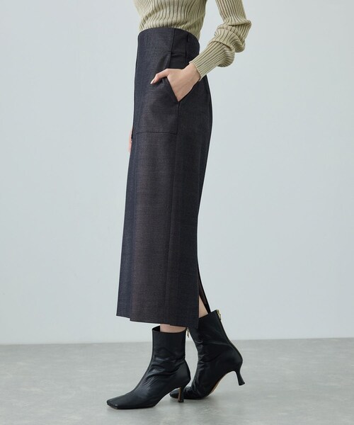 ROPE'（ロペ）の「[美人スカート]トリアセツイル ポケット付きタイトスカート(デニムライク)/イージーケア・セットアップ対応（スカート・レディース・ネイビー系・36/38/40）」の6枚目の写真