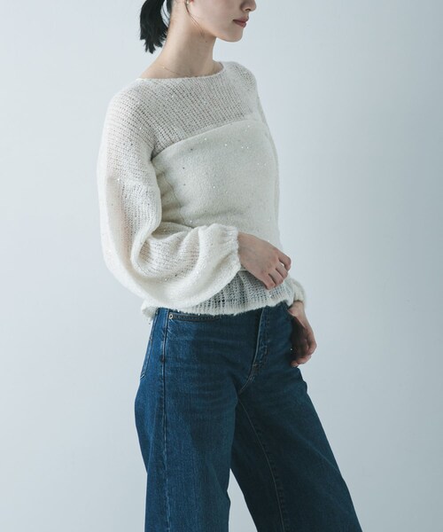 URBAN RESEARCH(アーバンリサーチ)の「スパンコールモヘヤチューブトップ(チューブトップ・レディース・OFF WHITE/NAVY・Free)」の7枚目の写真