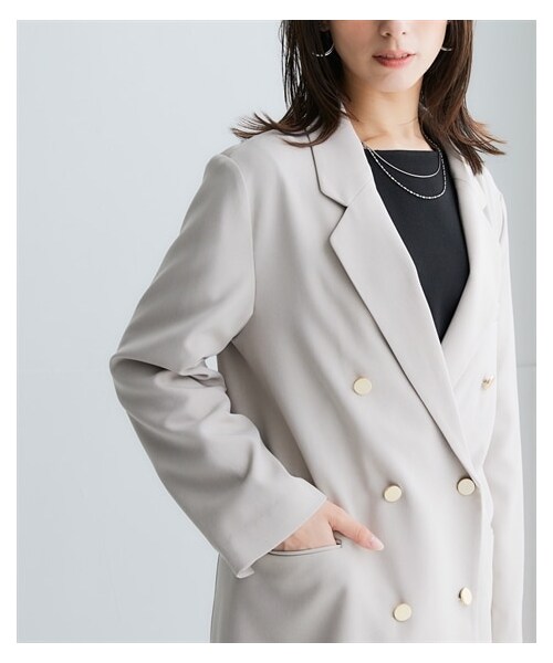 nissen（ニッセン）の「オーバーサイズダブルテーラードジャケット（ジャケット/アウター・レディース・チャコール/グレージュ/サックス・S/M/L/LL/3L/4L/5L/6L/8L/10L）」の4枚目の写真