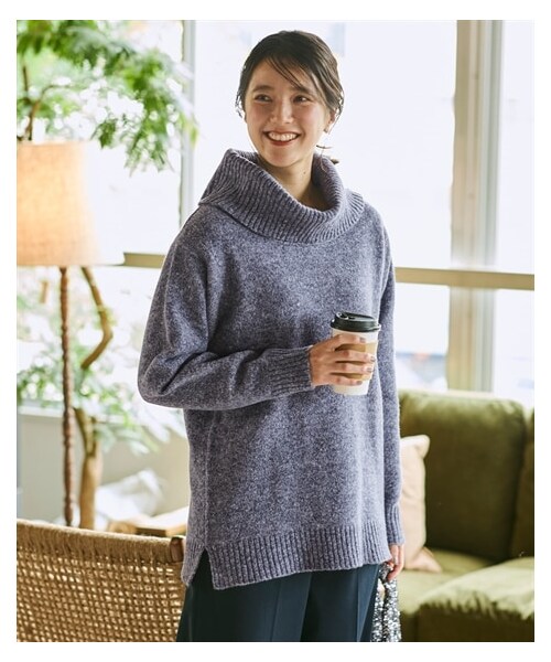 nissen（ニッセン）の「大きいサイズ 静電気が起きにくい洗濯機で洗えるゆるオフタートルニットプルオーバー（ニット/セーター・レディース・杢チャコールグレー/杢ネイビー/黒/杢グリーン/杢ベージュ・L/LL/3L/4L/5L/6L/8L/10L）」の7枚目の写真