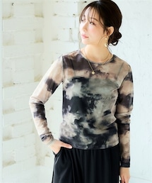 nissen | ニュアンス柄シアートップス＜大きいサイズ有＞(Tシャツ/カットソー)