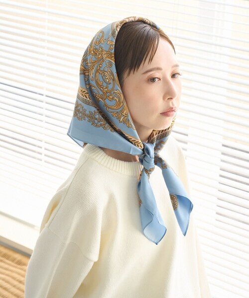 ROPE' PICNIC（ロペピクニック）の「90×90 アソートビンテージライクパターンスカーフ（バンダナ/スカーフ・レディース・ブラック系/ブルー系/ワイン・F）」の10枚目の写真