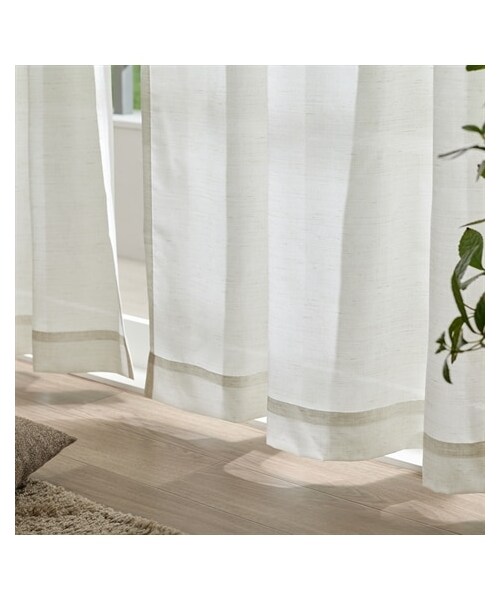 nissen（ニッセン）の「ミラーレースカーテン（遮像・UVカット・日本製）｜麻調（送料無料）（家具・メンズ・アイボリー・432=幅100×長さ198cm×2枚）」の2枚目の写真