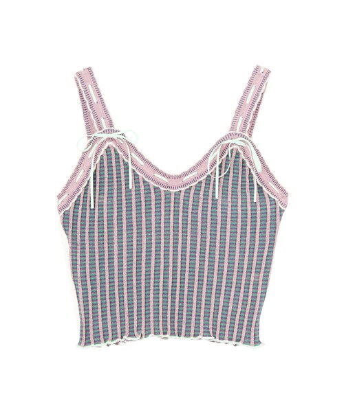 PAMEO POSE(パメオポーズ)の「KITTEN GLITTER STRIPE KNIT BUSTIER(キャミソール・レディース・ブラック/レッド/ピンク/ライトグリーン/スカイブルー・F)」の4枚目の写真