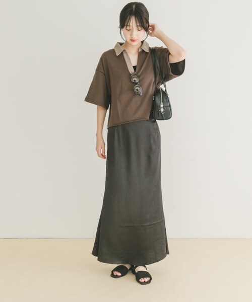 ITEMS URBANRESEARCH（アイテムズ アーバンリサーチ）の「ミニ裏毛スキッパーポロ（ポロシャツ・レディース・GRY/BRN・FREE）」の15枚目の写真