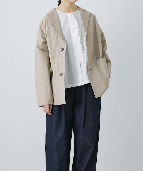 かぐれ（カグレ）の「『ユニセックス』コットンテーラードジャケット（テーラードジャケット・レディース・BEIGE/CHARCOAL/BLACK・1/2）」の3枚目の写真