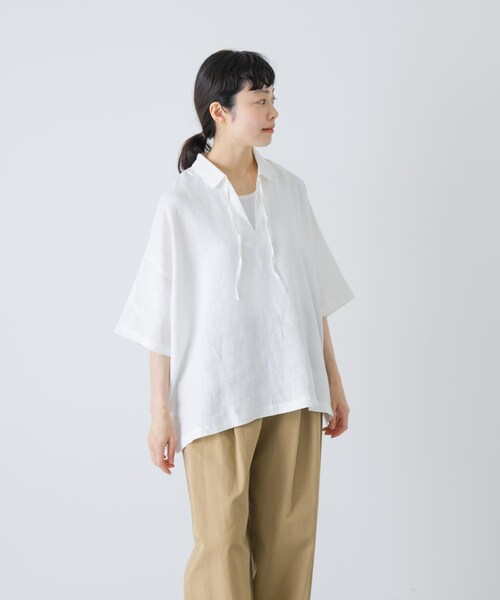 かぐれ（カグレ）の「リネンスキッパーシャツ（シャツ/ブラウス・レディース・OFF/BLACK/MINT・Free）」の8枚目の写真