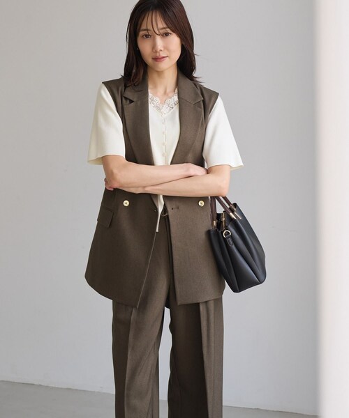 ROPE' PICNIC(ロペピクニック)の「洗えるウーリッシュジレ・ベスト/セットアップ対応(ベスト・レディース・ダークブラウン/ベージュ系/グリーン系/ネイビー・F)」の22枚目の写真