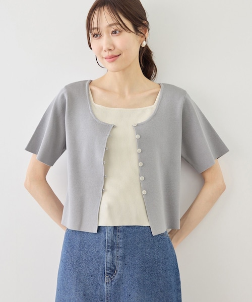 ROPE' PICNIC(ロペピクニック)の「レイヤード風カーディガントップス(カーディガン/ボレロ・レディース・ブラック/ライトグレー/イエロー・F)」の16枚目の写真