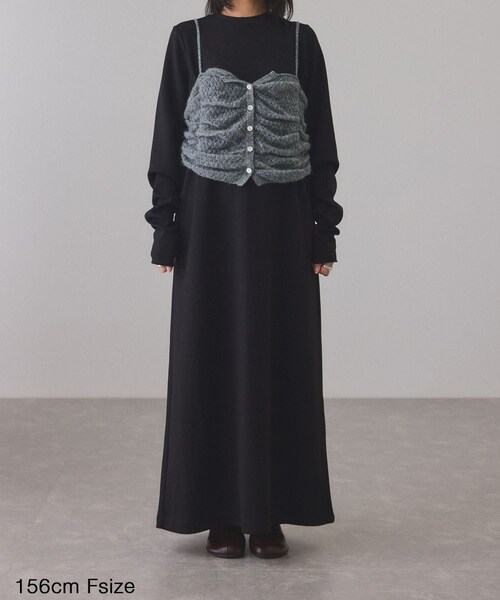 ADAM ET ROPE'(アダムエロペ)の「【WEB限定】ニットキャミソールセットワンピース(ワンピース・レディース・ブラック/チャコール/ダークブラウン・F)」の22枚目の写真
