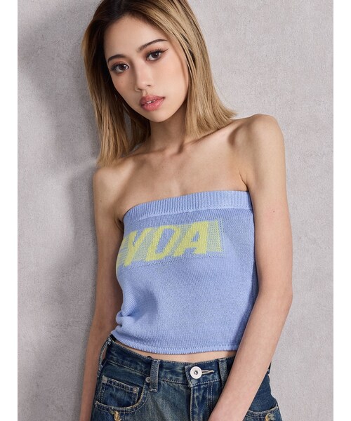 GYDA(ジェイダ)の「GYDA ニットベアトップス(キャミソール・レディース・オフホワイト/ブラック/ピンク/ライム/スカイブルー・F)」の11枚目の写真