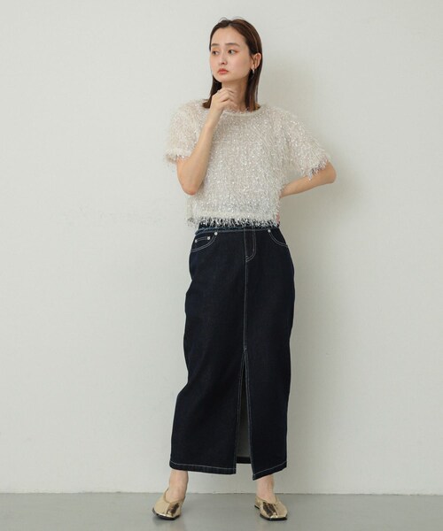 SENSE OF PLACE by URBAN RESEARCH（センスオブプレイスバイアーバンリサーチ）の「レイヤードデニムスカート（デニムスカート・レディース・ONE WASH/L.INDIGO・S/M）」の5枚目の写真