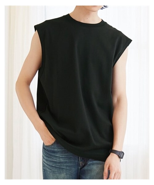 nissen（ニッセン）の「オーバーサイズタンクトップ【大きいサイズ有】　吸汗速乾・UVカット（タンクトップ・メンズ・オフホワイト/黒・M/L/LL/3L/4L/5L/6L/8L/10L）」の2枚目の写真