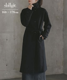 slattgir | 高身長 ニットメルトンスタンドネックロングコート(トールサイズ)(ステンカラーコート)