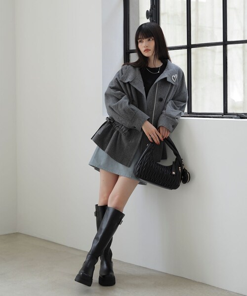 VIS（ビス）の「ドロストペプラムブルゾン（ブルゾン・レディース・グレー/ブラウン系・F）」の12枚目の写真