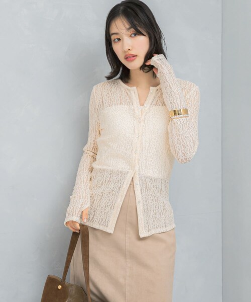 URBAN RESEARCH ROSSO（アーバンリサーチロッソ）の「ラメレースカットソー（Tシャツ/カットソー・レディース・IVORY/BLACK・FREE）」の9枚目の写真