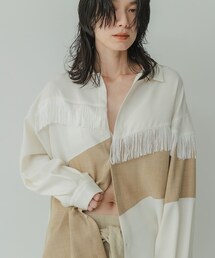 KBF | Siltrata Fringe pattern shirts(シャツ/ブラウス)