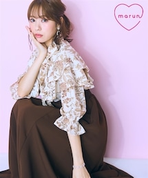 marun | <大きいサイズ>柄ブラウスドッキングワンピース marun(ワンピース)