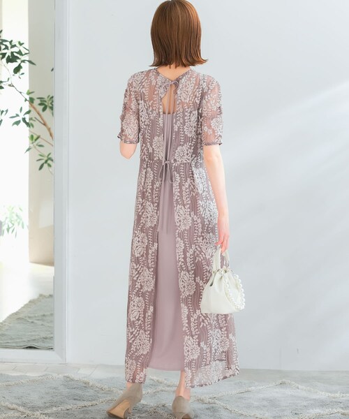 URBAN RESEARCH ROSSO（アーバンリサーチロッソ）の「kaene　配色レースエプロンドレス（ワンピース・レディース・pink beige/navy/purple・36/38）」の9枚目の写真