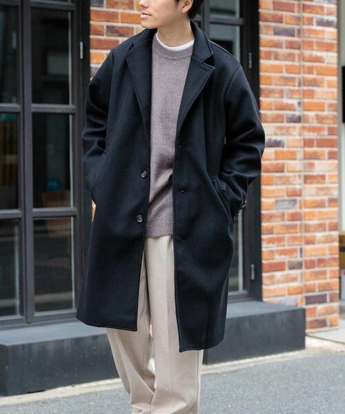 ITEMS URBANRESEARCH（アイテムズ アーバンリサーチ）の「ウールライクメルトン チェスターコート（チェスターコート・メンズ・MOC/BLK/KHK・M/L）」の6枚目の写真