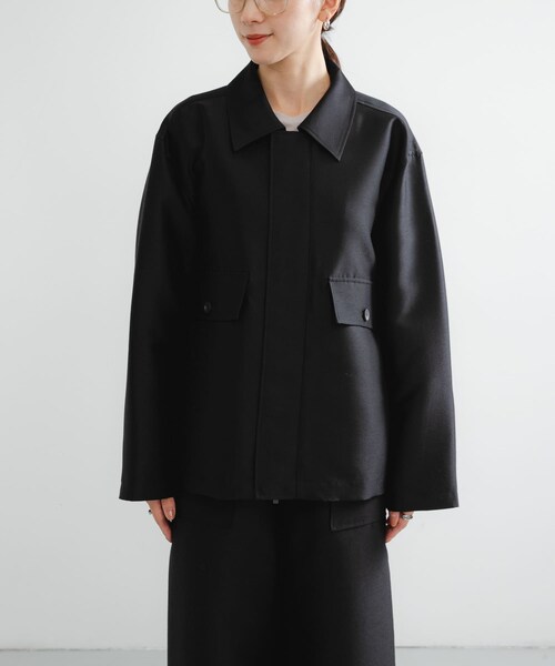 URBAN RESEARCH（アーバンリサーチ）の「new basic　WOOL SILK BOX JACKET（テーラードジャケット・レディース・BLACK・FREE）」の12枚目の写真
