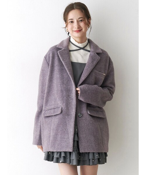 CALNAMUR（カルナムール）の「ミニシャギーテーラードコート（テーラードジャケット・レディース・グレー/ラベンダー/ミックス・F）」の4枚目の写真
