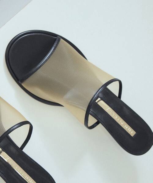 [新品]Brentella ベージュ メッシュ　オープントゥ ミュール BRENTELLA（ブレンテッラ）】VIRNINA メッシュミュール