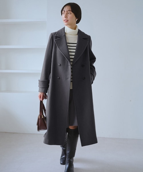 ROPE' PICNIC（ロペピクニック）の「JAPAN FABRIC ダブルチェスターコート/一部WEB限定カラー（チェスターコート・レディース・ブラック/グレー/グレー系/ベージュ系・F）」の2枚目の写真