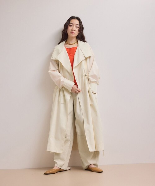 ADAM ET ROPE'(アダムエロペ)の「【WEB限定】・【サステナブル】スタンドカラーロングモッズコート(モッズコート・レディース・ブラック/オフホワイト/ブラウン系・F)」の11枚目の写真