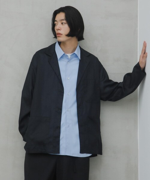 URBAN RESEARCH DOORS(アーバンリサーチドアーズ)の「RA/LYO Sheer Shirts Jacket(テーラードジャケット・メンズ・NAVY/BLACK・M/L)」の3枚目の写真