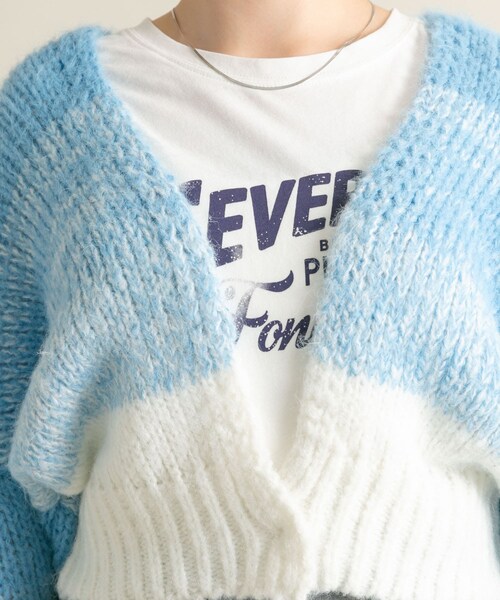 KBF（ケイビーエフ）の「『WEB/一部店舗限定』グラデーションショートカーディガン（カーディガン/ボレロ・レディース・NAVY MIX/OFF MIX/GREEN MIX・one）」の16枚目の写真