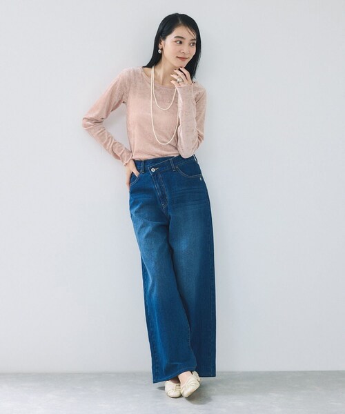 VIS(ビス)の「シアーベロアロングスリーブTシャツ(Tシャツ/カットソー・レディース・グレー/オフホワイト/ダークブラウン/ピンク・F)」の7枚目の写真