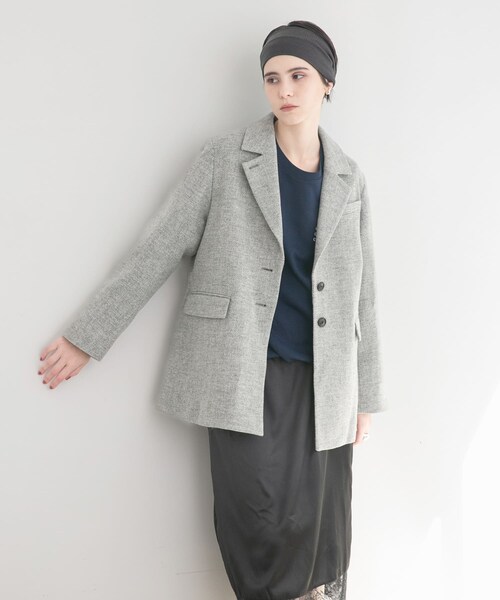 URBAN RESEARCH(アーバンリサーチ)の「ブリティッシュウールツイードジャケット(テーラードジャケット・レディース・L.GRAY/KHAKI・36/38)」の6枚目の写真
