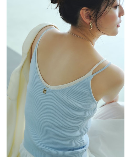 LAGUNAMOON（ラグナムーン）の「ボートネックニットタンク（キャミソール・レディース・ホワイト/ブラック/ピンク/アイスブルー・F/9）」の18枚目の写真