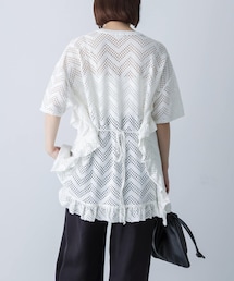 unfil PATTERN MESH RUFFLED T-SHIRTS