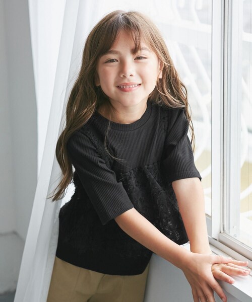 ROPE' PICNIC(ロペピクニック)の「【KIDS/キッズ】ビスチェドッキングカットソー(Tシャツ/カットソー・キッズ・ブラック/キナリ・L/M/S)」の11枚目の写真