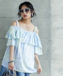 GEVS. | 大きいサイズムラ染プリントオフショルフリルブラウスGEVS.(シャツ/ブラウス)