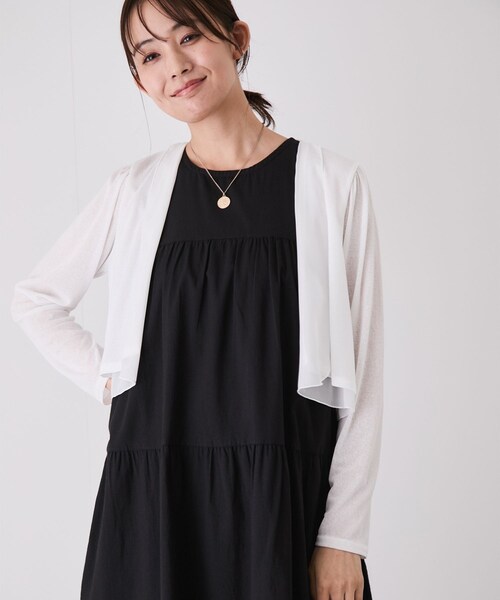 Jayro(ジャイロ)の「前開き羽織カーディガン(カーディガン/ボレロ・レディース・ブラック/ホワイト系・M)」の13枚目の写真