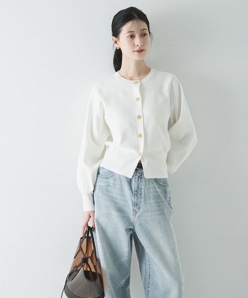 URBAN RESEARCH(アーバンリサーチ)の「コクーンスリーブカーディガン(カーディガン/ボレロ・レディース・OFF WHITE/NAVY・Free)」の6枚目の写真