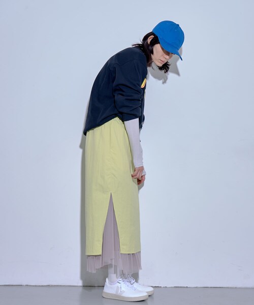 THE GOODLAND MARKET（ザグッドランドマーケット）の「『別注』MIDIUMISOLID×TGM　RE Nylon layered skirt（スカート・レディース・BEIGE/Y.GREEN/BLACK・FREE）」の22枚目の写真
