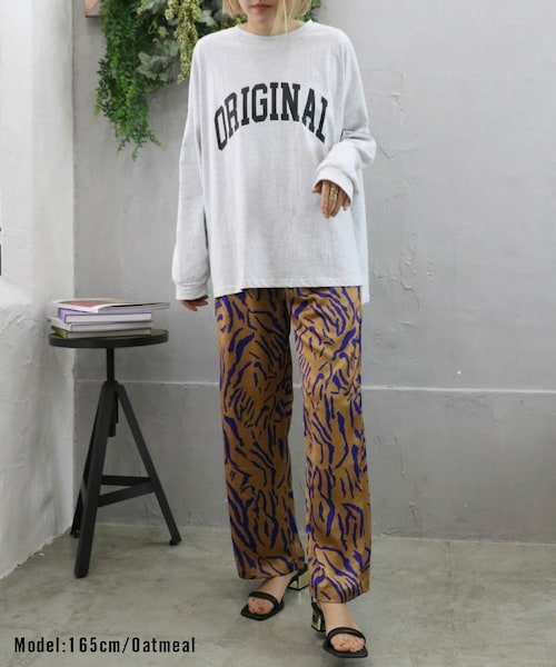 Sheson（シーズン）の「オリジナルルーズロングT-シャツ（Tシャツ/カットソー・レディース・ホワイト/グレー・F）」の2枚目の写真