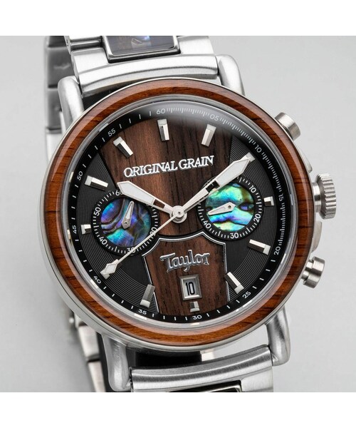 ORIGINAL GRAIN(オリジナルグレイン)の「Alterra Chronograph 44mm - ORIGINAL GRAIN × TAYLOR GUITARS (Cameroon Ebony/Stainless Steel)(アナログ腕時計・メンズ・シルバー・44mm)」の3枚目の写真