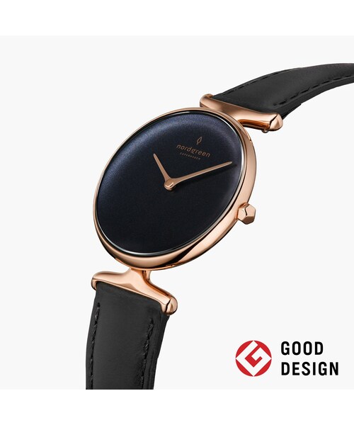 Unika - レインボーブラックダイヤル ブラックレザーストラップ