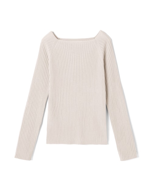 GRL（グレイル）の「スクエアネックリブニットトップス（ニット/セーター・レディース・イエロー/アイボリー・S）」の2枚目の写真