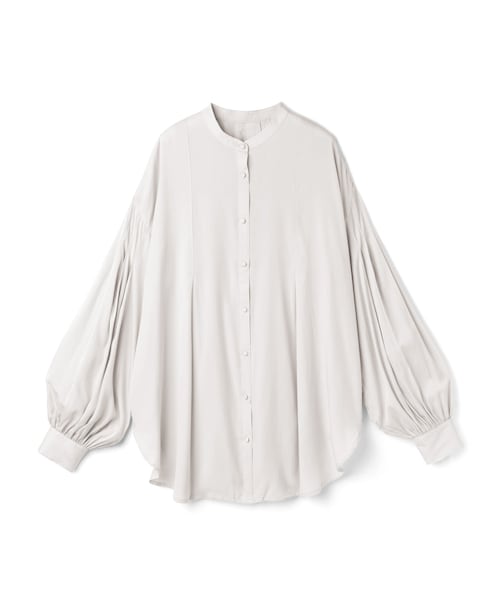 GRL（グレイル）の「バンドカラーブライトサテンブラウス（シャツ/ブラウス・レディース・オフベージュ/オフホワイト・F）」の2枚目の写真