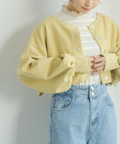 Crisp（クリスプ）の「クロップドカットオフスウェット[c1R3047]（スウェット・レディース・アイボリー/ピンク/イエロー・FREE）」の3枚目の写真